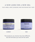 Two jars of Rejuvenating Frankincense Hydrating Cream with text about changing labels and packaging.
