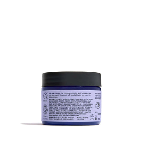 Jar with a black lid and purple label on a white background
