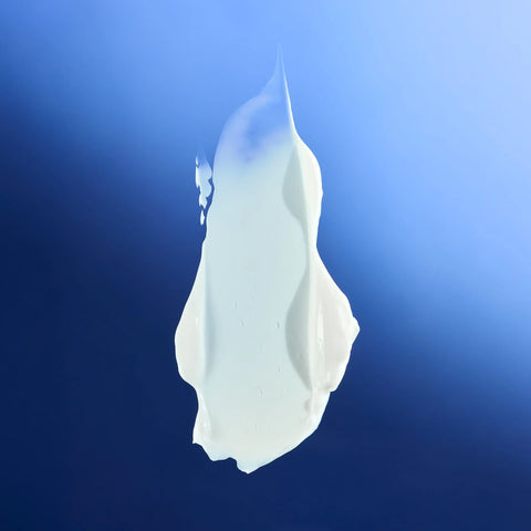 White substance on a blue background